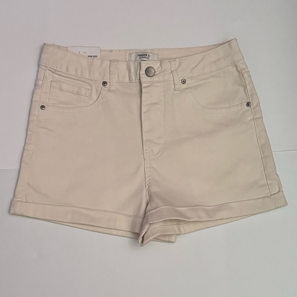 Forever 21 Pants - Forever 21 Size 27 Woven Skin Crean/Beige Short Shorts High Rise with Cuff